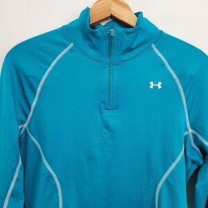 Under Armour 1/4 Zip Cold Gear Semi Fitted turquoise pullover size L